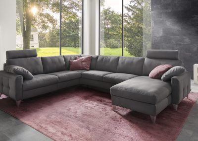 Sofa Combi Plus von Ewald Schillig mit grauem Stoffbezug