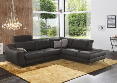 Sofa Curuba von Ewald Schillig mit schwarzem Lederbezug