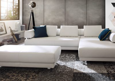 Sofa Face von Ewald Schillig mit weißem Lederbezug