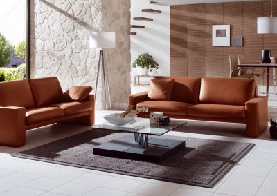 Sofa Classic 100 von Erpo mit braunem Lederbezug
