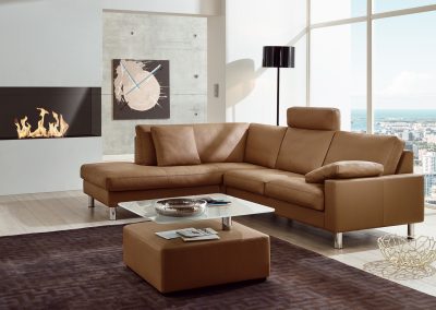 Sofa Classic 500 von Erpo mit braunem Lederbezug