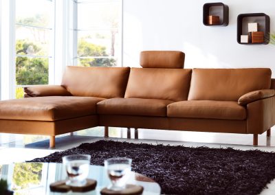 Sofa Classic 650 von Erpo mit braunem Lederbezug