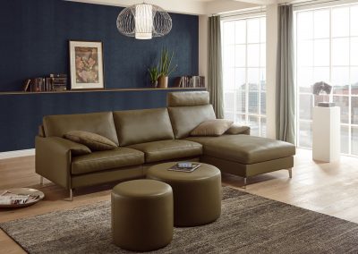 Sofa Classic 880 von Erpo olivem Lederbezug